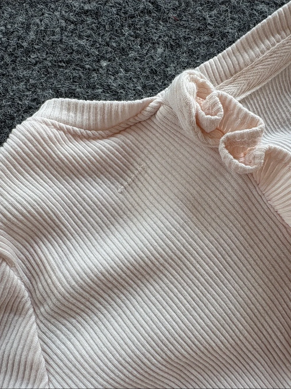 GAP Light Pink Ruffle-Trim Footed One-Piece - Zipped - Size 3 to 6 months